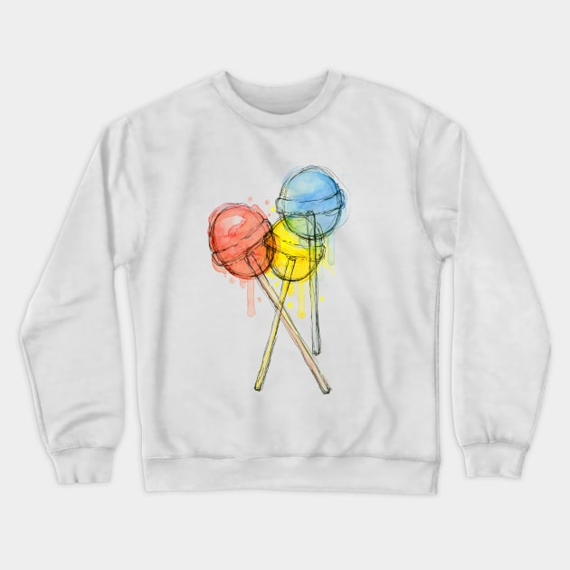 Lollipops Watercolor Crewneck Sweatshirt by Olechka